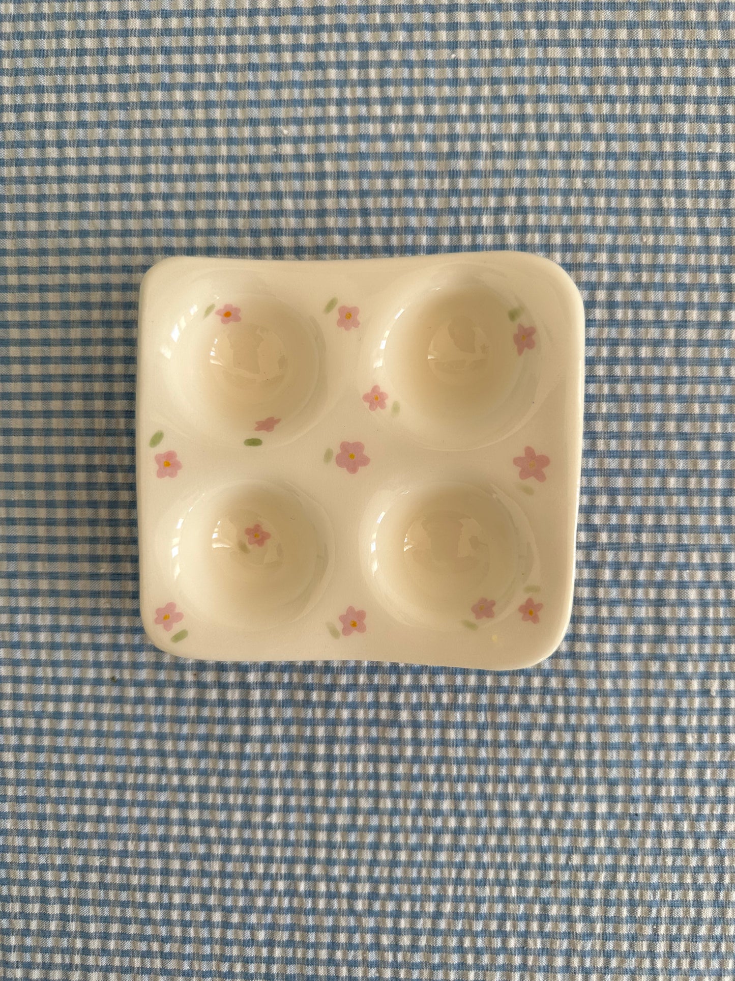 Support oeuf fleurs roses x4
