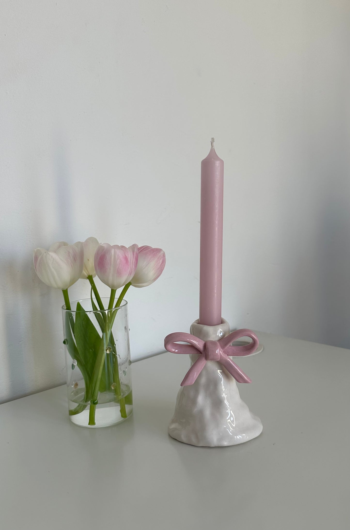 Bougeoir noeud rose